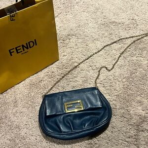 Fendi Navy Crossbody Bag with Gold Accent